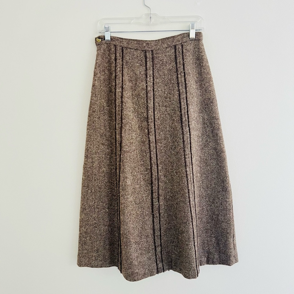 Anthropologie x Isabella Bird Brown Wool Midi A Line Skirt 4